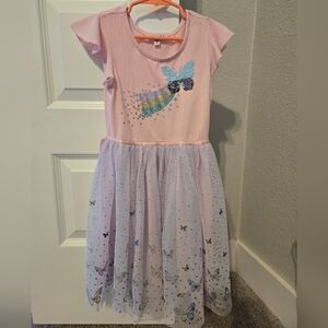Pink Chenault Girl Butterfly Kids Dress Size 6